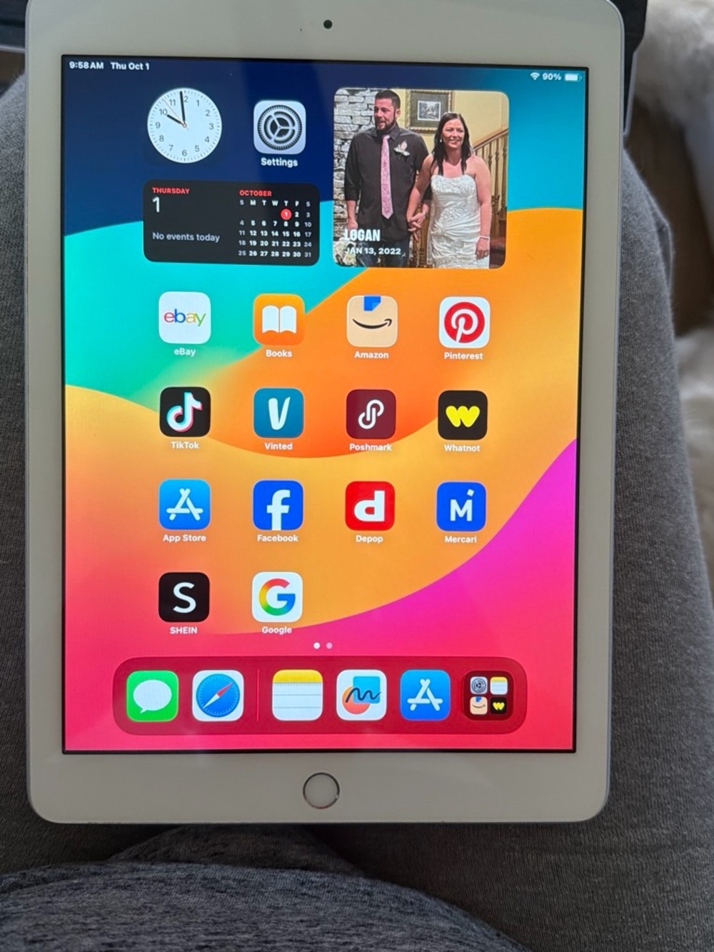 Apple iPad in White and Silver Front with Colorful Display